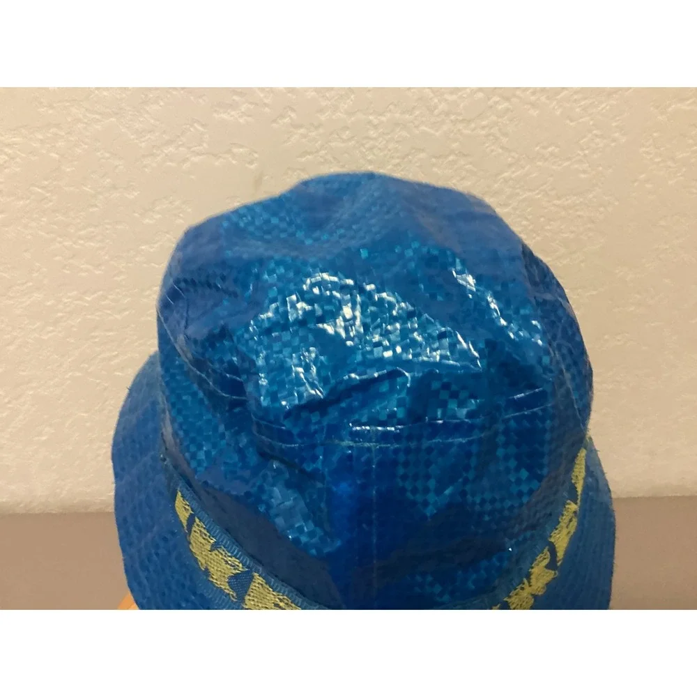 IKEA KNORVA Bucket Hat Unisex OS Blue Yellow FRAKTA Bag Material Streetwear